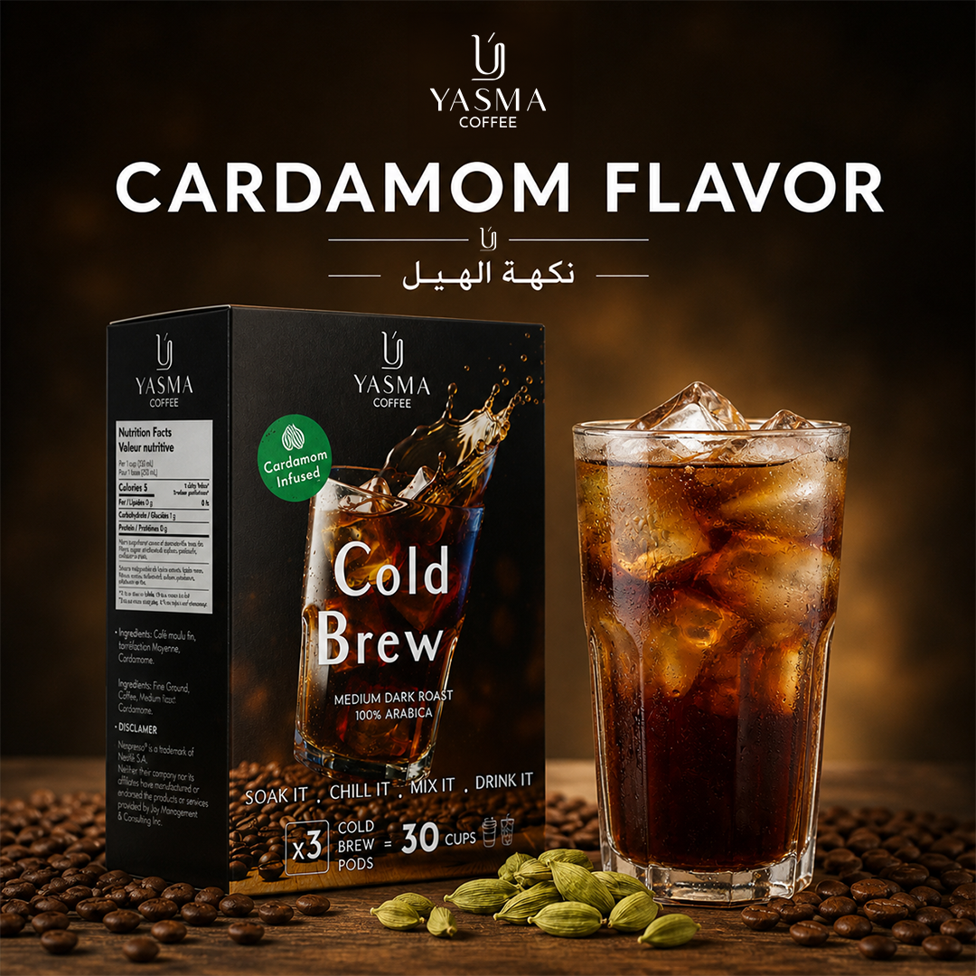YASMA Cold Brew Coffee – Original Blend & Cardamom Infused | 30 Cups (3 Pods)