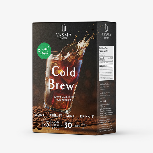 YASMA Cold Brew Coffee – Original Blend & Cardamom Infused | 30 Cups (3 Pods)
