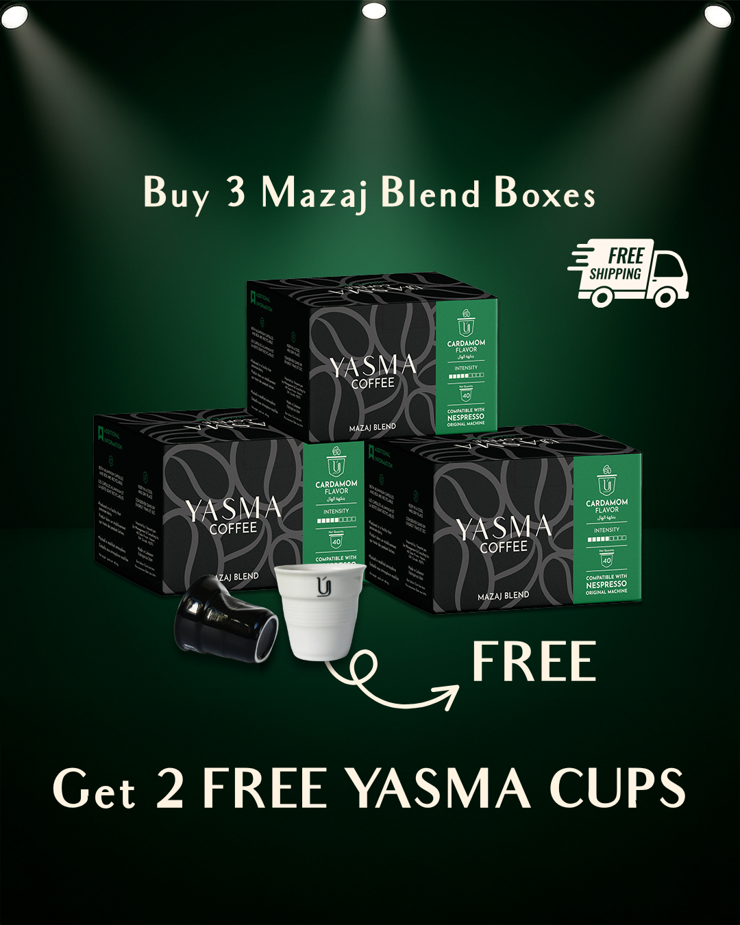 Buy 3 Mazaj Blend --> Get 2 Free Yasma Cups + FREE Shipping